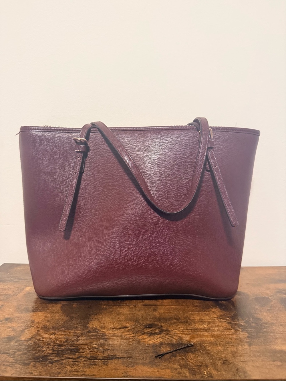 H&M Bordeaux Leather-Look Tote Bag